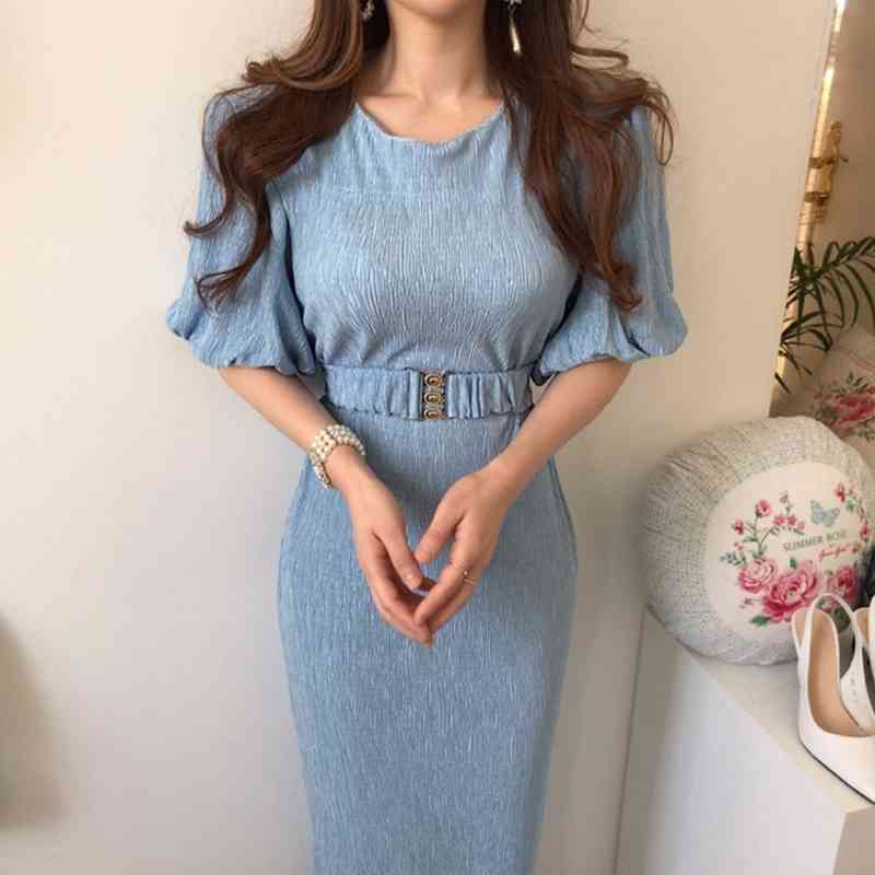 Summer Women Dress Korean Style Slim Waist Office Lady Elegant Midi Vestidos Free Belt 210520, Photo color
Summer Women Dress Korean Style Slim Waist Office Lady Elegant Midi Vestidos Free Belt 210520, Photo color