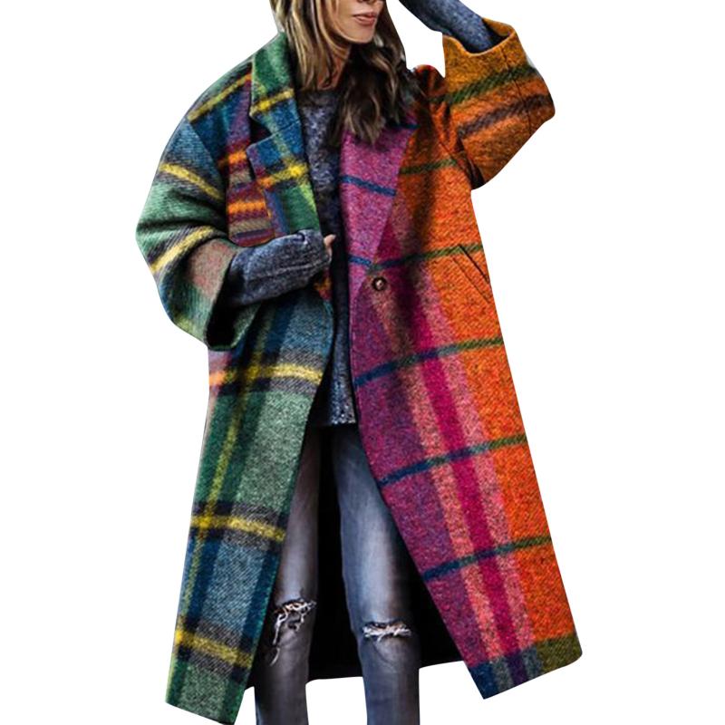 Women' Wool & Blends 2021 Autumn And Winter Color Matching Plaid Lapel Coat Printed Woolen Medium Long Clothes, Gray
Women' Wool & Blends 2021 Autumn And Winter Color Matching Plaid Lapel Coat Printed Woolen Medium Long Clothes, Gray