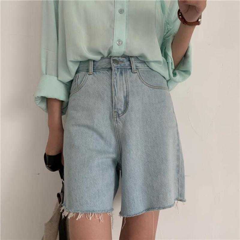 Genayooa Streetwear Biker Shorts Women Korean Style Summer Cotton Denim Jeans High Waist Cool Short Feminino Chic 210714