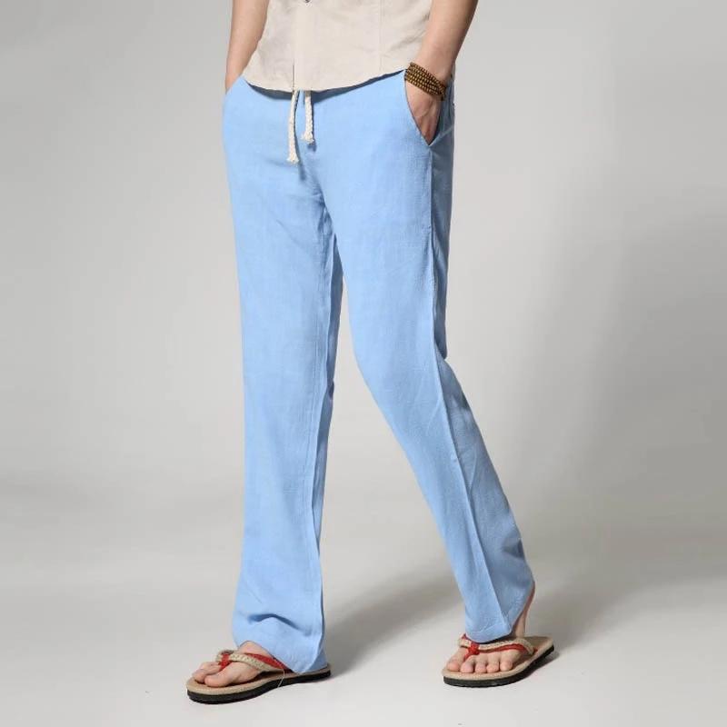 Men's Pants Lightweight Cotton Linen Straight Loose Trousers 2021 Spring Summer Classic Style Business Casual Men Brand Thin