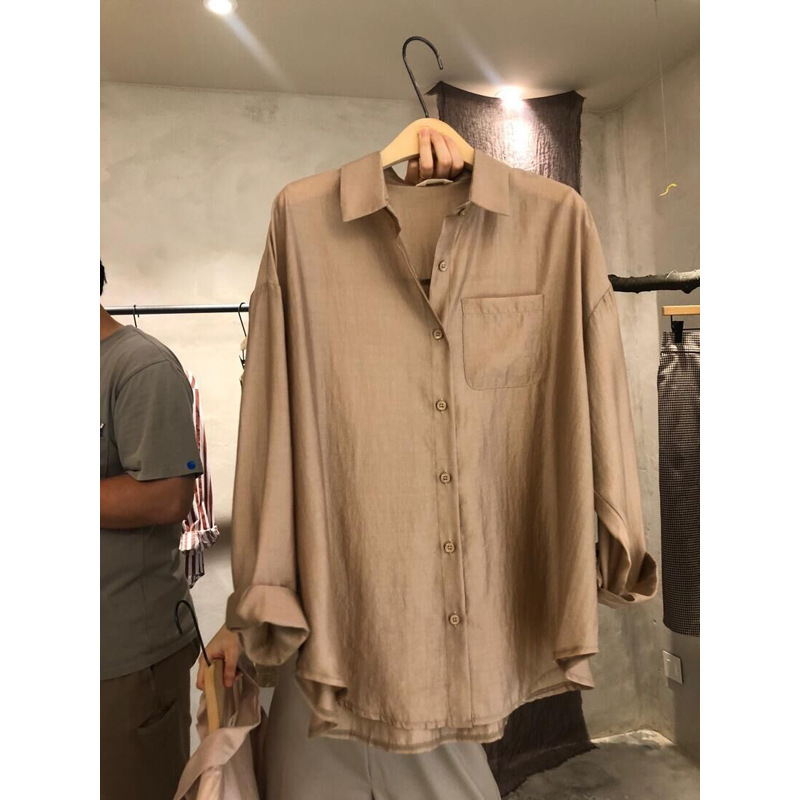 Simple Blouse Women's Spring Solid Color Fashion Lapel Single Breasted Loose Long Sleeve Female Shirt 5A982 210427
