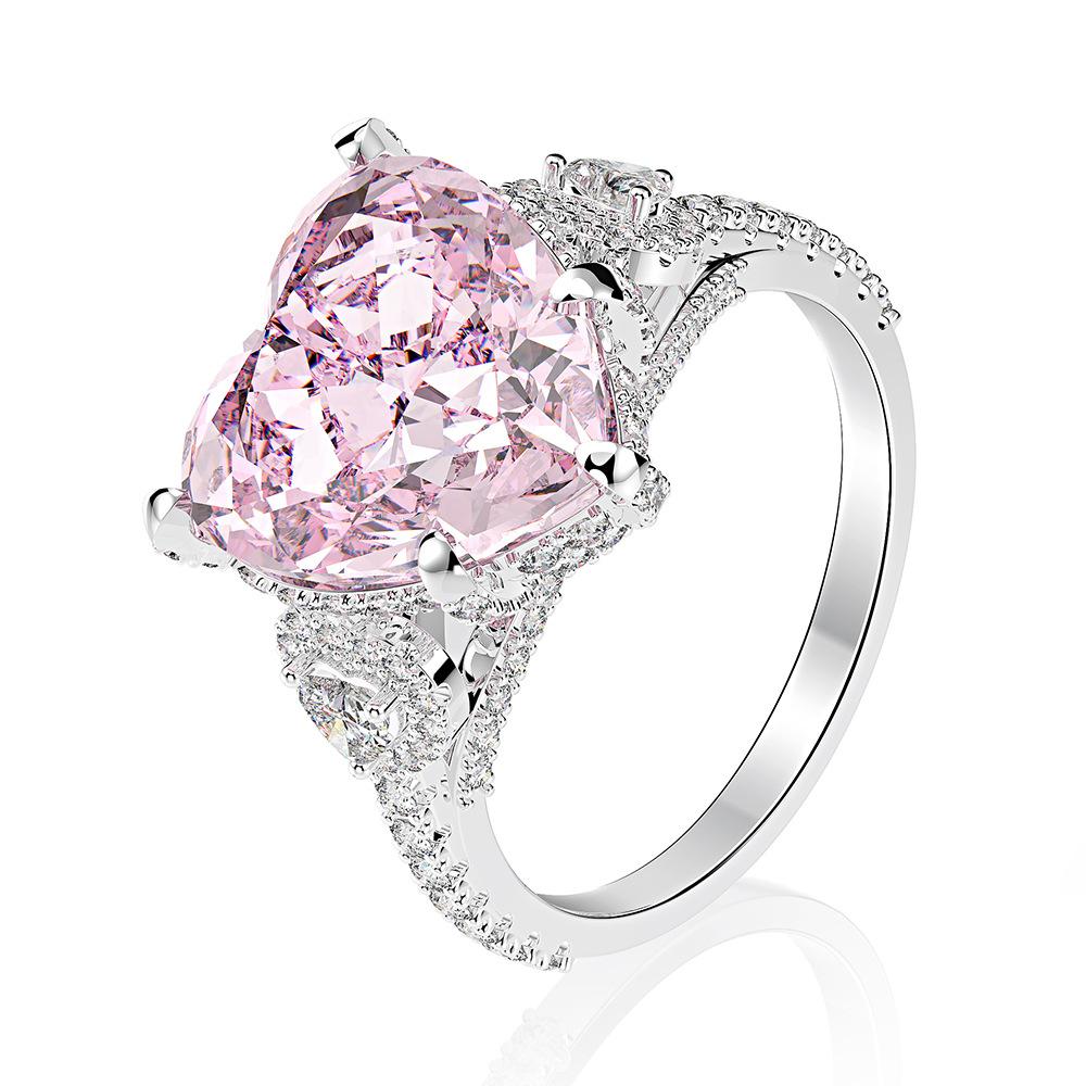 Heart Cut 5ct Pink Sapphire Diamond Ring 925 Sterling Silver Engagement Wedding Band Rings For Women Fine Jewelry women RRU14 jewe