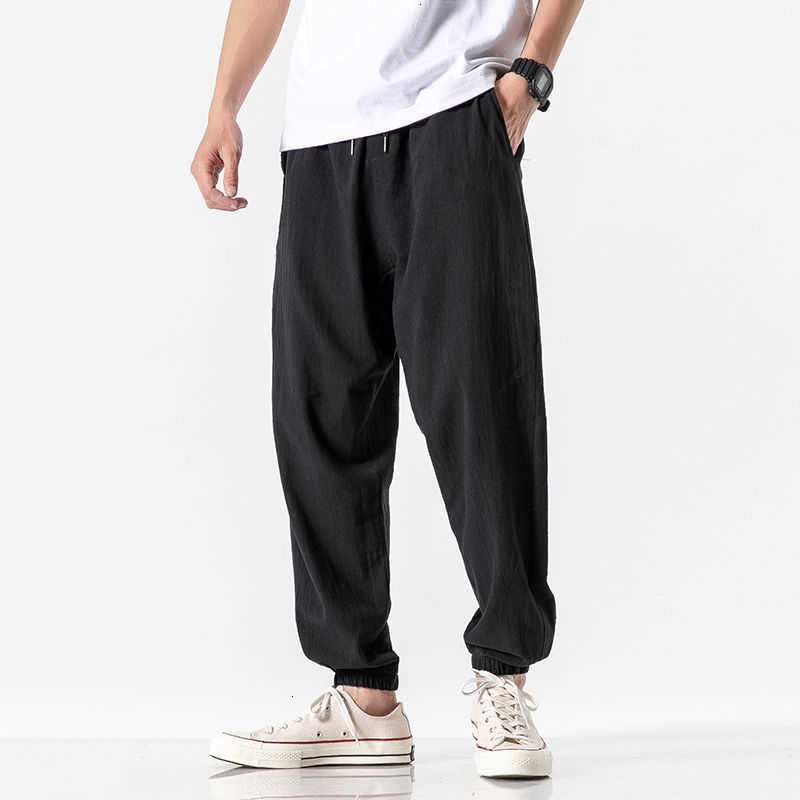 MrGB Cotton Linen Man's Joggers Men Solid Color Casual Harem Pants Baggy Male Solid Color Pants Men Clothing 210930