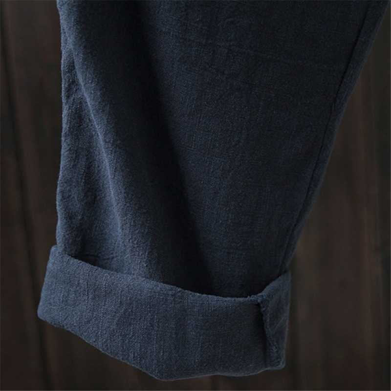 Oversize Women Elastic Waist Ankle Pants Casual Cotton Linen Loose Harem Trousers Female Summer Autumn Pant 210909