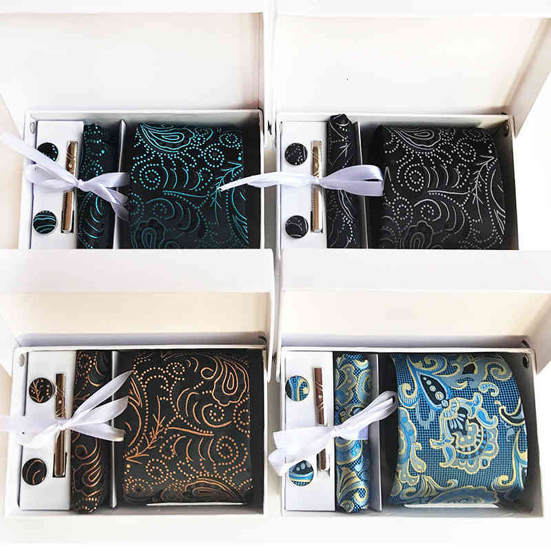 Necktie Scarf Corbata Tie Gift Box 6-piece Set Paisley Wedding