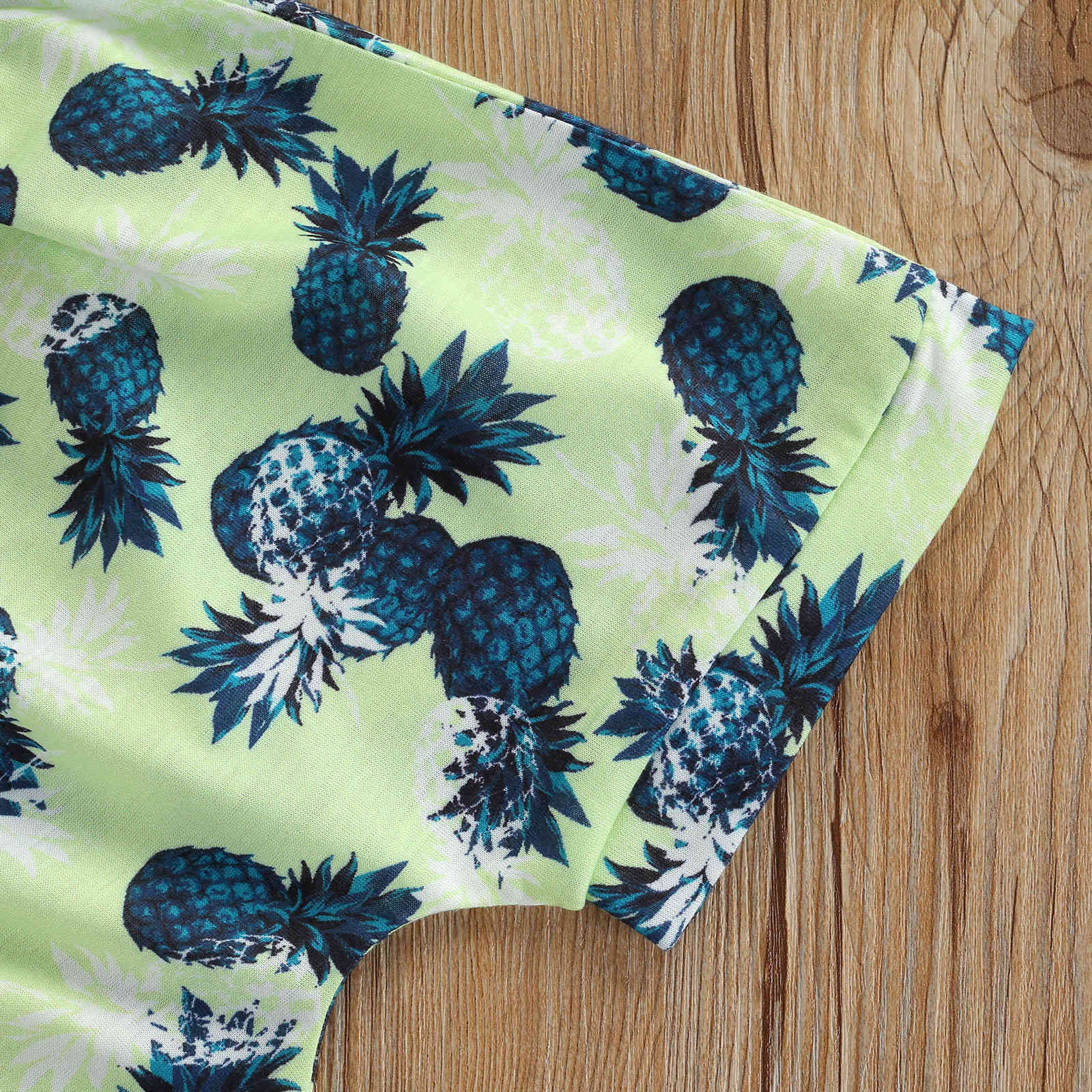 0-3Y Summer Toddler Baby Boy Clothes Set Letter Short Sleeve T shirt Pineapple Pants Beach Holiday Costumes 210515