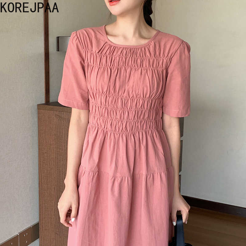 Korejpaa Women Dress Summer Girls French Retro Gentle Temperament Round Neck Pleated Design Waist Puff Sleeve Vestidos 210526, Orange
Korejpaa Women Dress Summer Girls French Retro Gentle Temperament Round Neck Pleated Design Waist Puff Sleeve Vestidos 210526, Orange