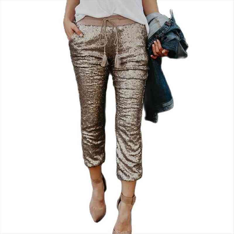 midi waist sequined ankle-length pants women drawstring elastic waist sequins pants fashion spring trousers pantalon mujer, Black;white
midi waist sequined ankle-length pants women drawstring elastic waist sequins pants fashion spring trousers pantalon mujer, Black;white