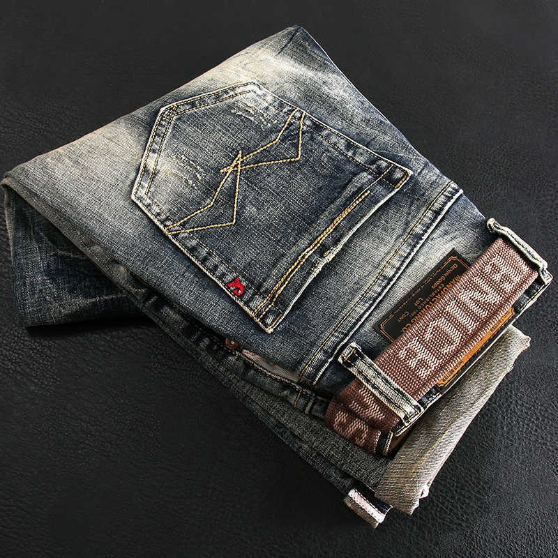 Italian Style Fashion Men Jeans High Quality Retro Wash Elastic Slim Fit Ripped Vintage Designer Casual Denim Pants MI79, Retro yellow blue
Italian Style Fashion Men Jeans High Quality Retro Wash Elastic Slim Fit Ripped Vintage Designer Casual Denim Pants MI79, Retro yellow blue