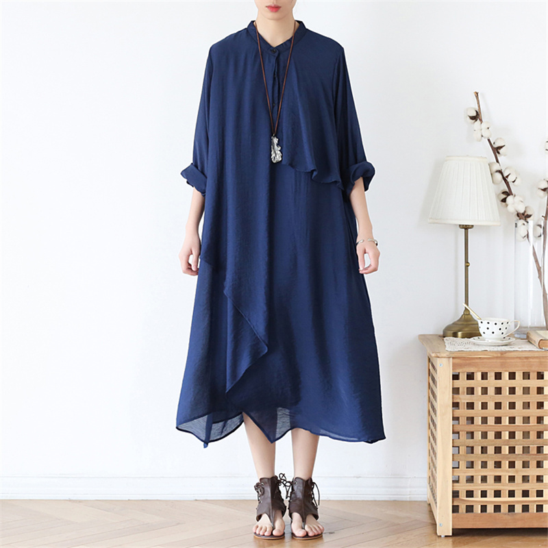 Johnature Women Solid Color Dresses Long Sleeve Spring Loose Original Irregular Casual Women Clothing Button Soft Dress 210521, Blue
Johnature Women Solid Color Dresses Long Sleeve Spring Loose Original Irregular Casual Women Clothing Button Soft Dress 210521, Blue