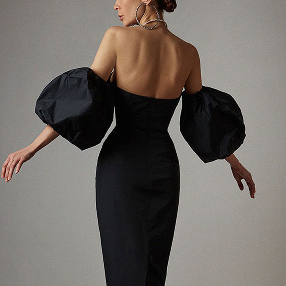 Free Summer Women Fashion Off Shoulder Black Dress Sexy Lantern Sleeve Pink Club Celebrity Evening Party 210524