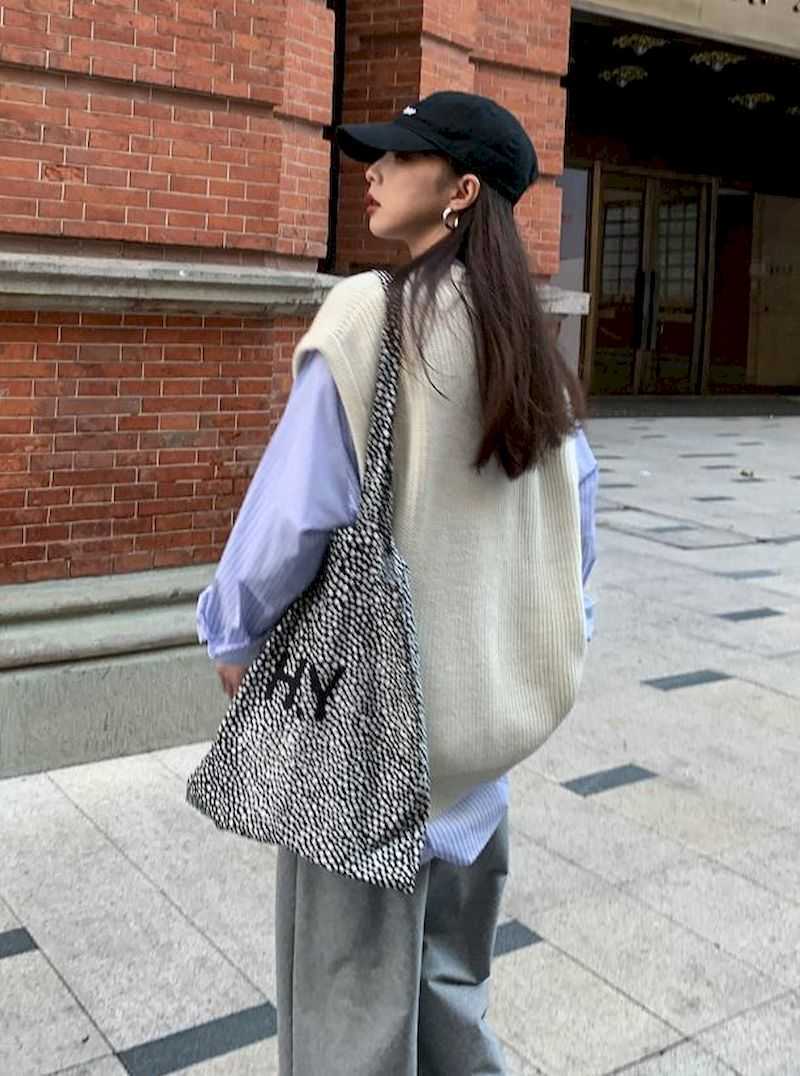 sweater vest women sweaters prep tops Harajuku oversize knit autumn retro casual simple style pattern stacking 210526