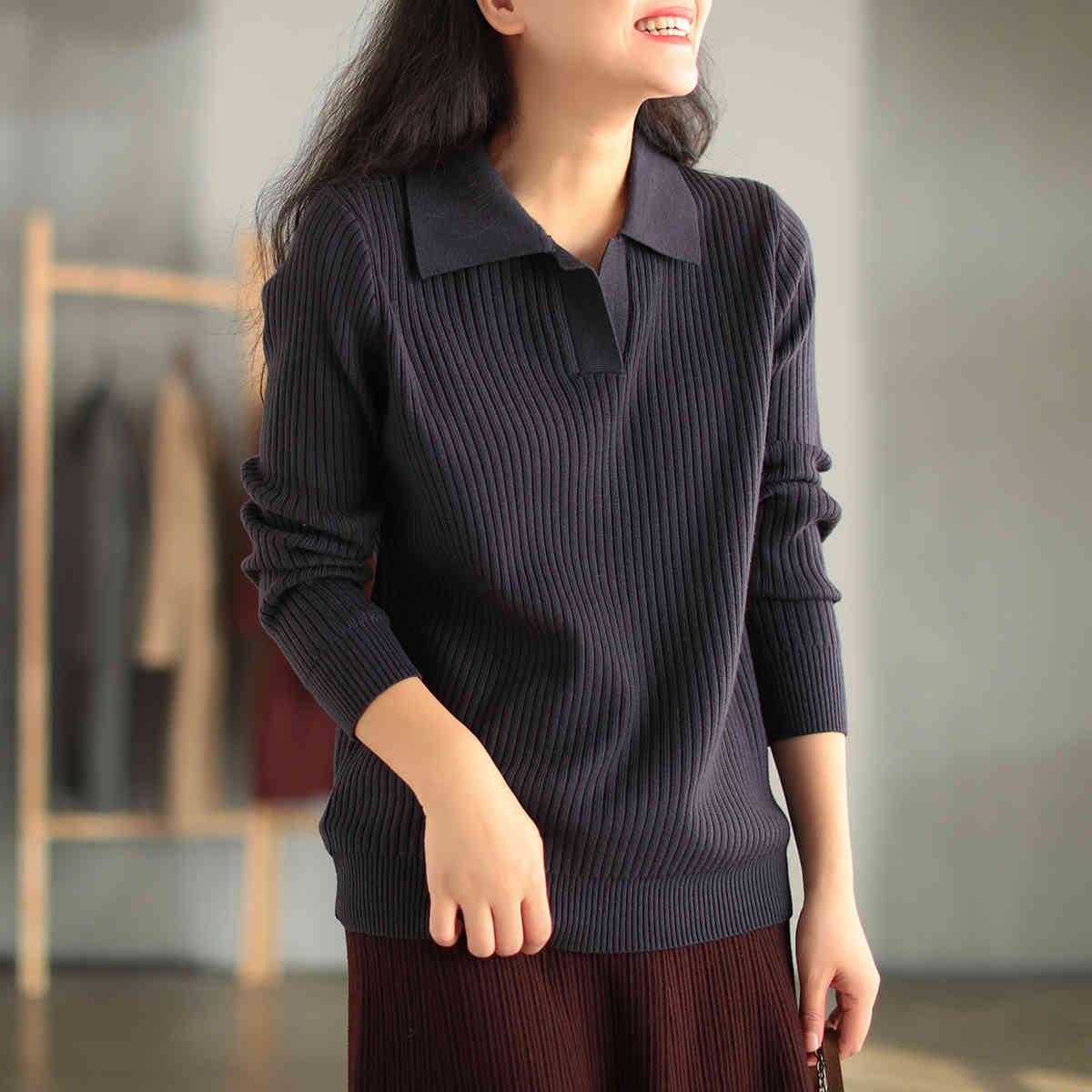 Johnature Women Pullover Casual Sweaters Solid Color Autumn Turn-down Collar Knitted Cotton Long Sleeve Female Sweaters 210521, Coffee
Johnature Women Pullover Casual Sweaters Solid Color Autumn Turn-down Collar Knitted Cotton Long Sleeve Female Sweaters 210521, Coffee