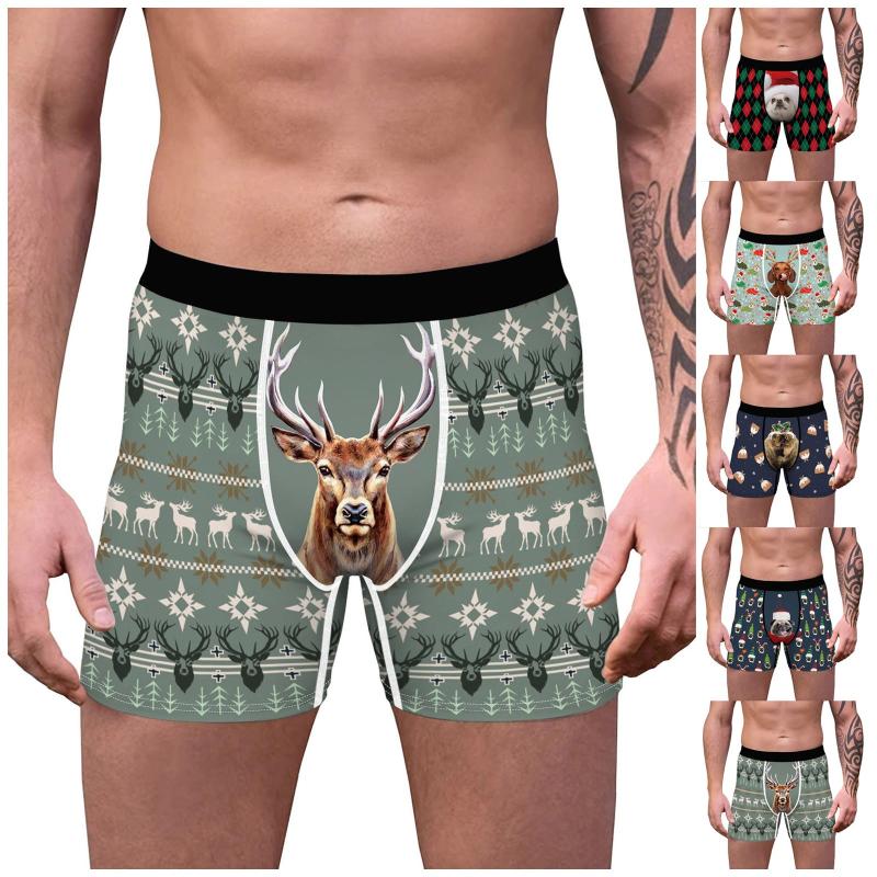 Underpants Stretch Breathable Men's Briefs Print Boxer Christmas Slim Mid-waist Underwear, Black;white
Underpants Stretch Breathable Men's Briefs Print Boxer Christmas Slim Mid-waist Underwear, Black;white