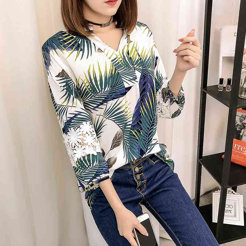 Spring Summer Holiday Fashion Women Blouses Shirts Plus Size Lace Hollow Soft Seaside Long Sleeve Female Blusas 0434 40 210506