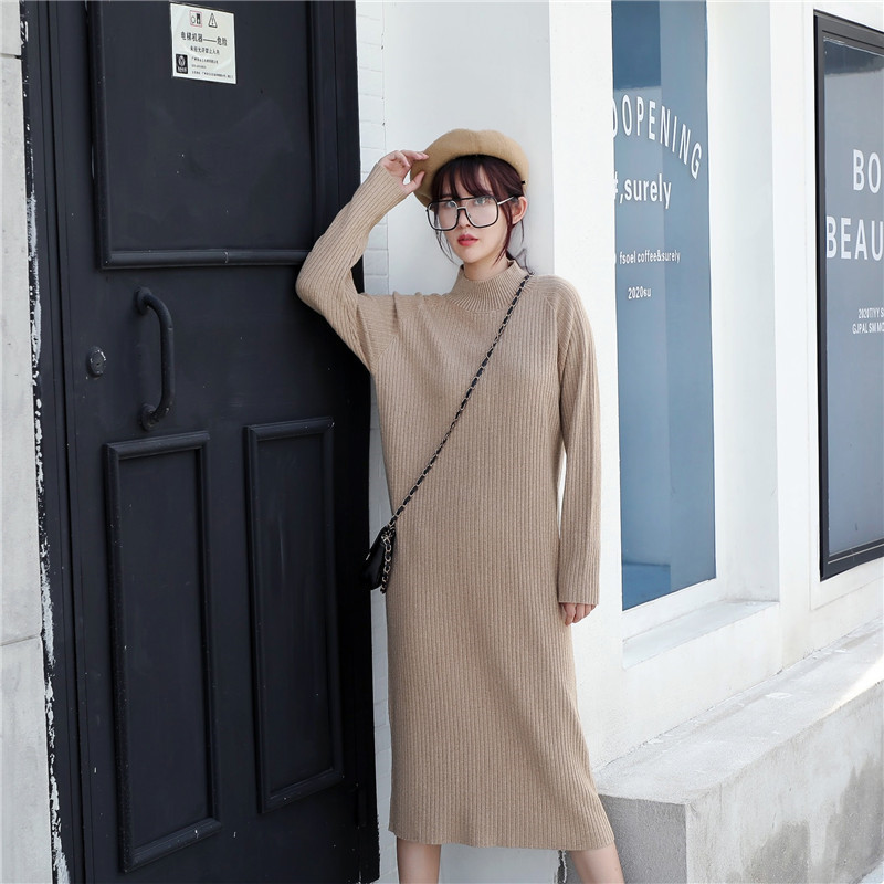 Autumn Winter Half Turtleneck Knitted Dress Women Casual Pullovers Solid Loose Long Sweater 210520, Blue
Autumn Winter Half Turtleneck Knitted Dress Women Casual Pullovers Solid Loose Long Sweater 210520, Blue