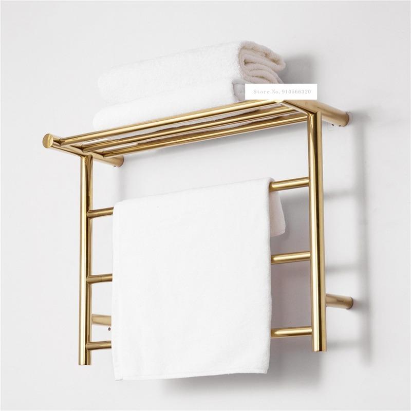 Towel Racks 304 Stainless Steel Titanium Gold Warmer Bathroom Toilet Heated Rail Wall Mounted Electric Heating Drying Rack8894036