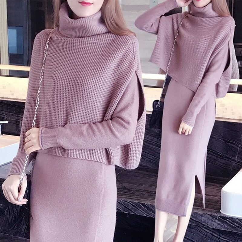 Autumn Winter Fashion Women TURTLENECK Bottoming sweater Tops A-Line dress Knit 2 Piece Set Ladies Casual Knitted Suit 210525, Picture color
Autumn Winter Fashion Women TURTLENECK Bottoming sweater Tops A-Line dress Knit 2 Piece Set Ladies Casual Knitted Suit 210525, Picture color