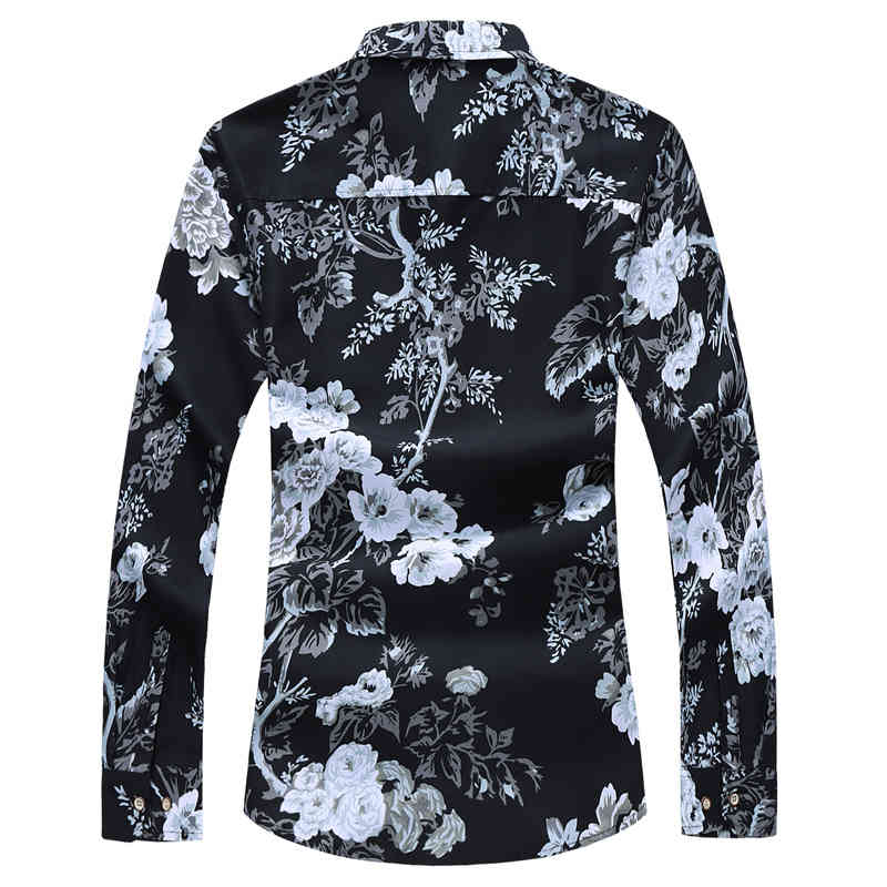 Autumn Spring Clothes Shirt Men Long Sleeves Big Size M-5XL 6XL 7XL Print Hawaiian Beach Casual Floral Shirt For Man 210410
