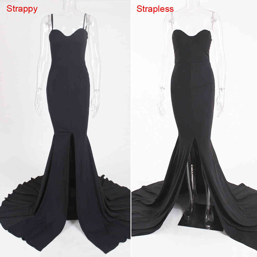 Sexy Strapless Long Black Maxi Dress Front Slit Bare Shoulder Red Women's Evening Summer Night Gown Party Maternity Dresses 210409