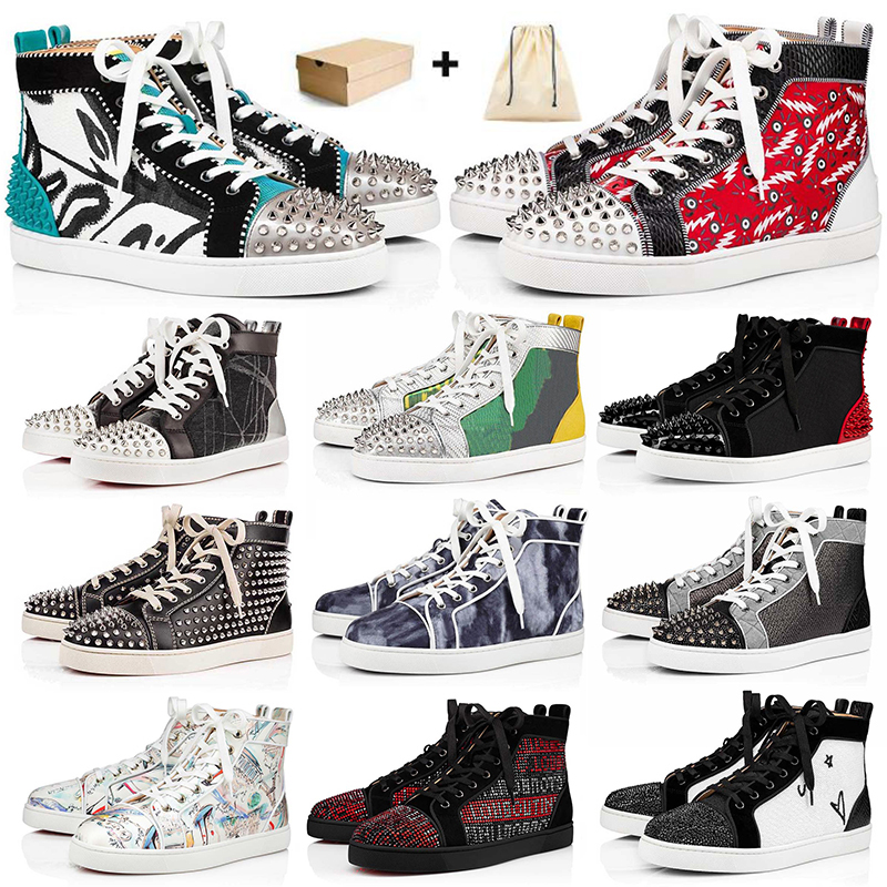 With Box Red Bottoms Luxurys Designers Flat Casual Shoes Sneakers for mens women 2021 Top Quality Loafers Junior Spikes Fashion Bottom Trainers Sports, Black 
With Box Red Bottoms Luxurys Designers Flat Casual Shoes Sneakers for mens women 2021 Top Quality Loafers Junior Spikes Fashion Bottom Trainers Sports, Black