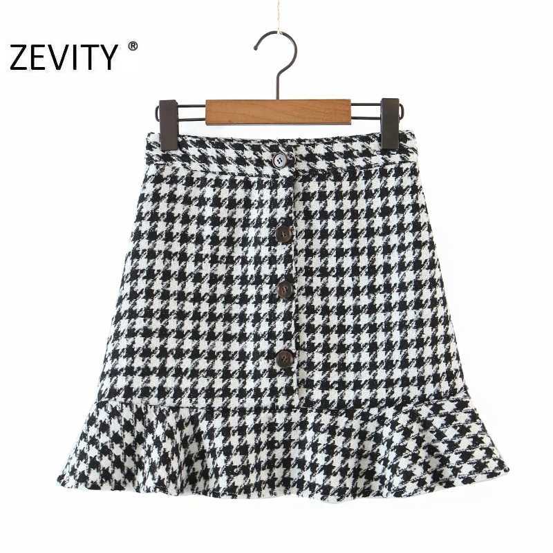 Zevity Women Vintage Houndstooth Print Hem Ruffles Casual Slim Skirt Faldas Mujer Office Lady Breasted Woolen Vestido QUN704 210603, As pic qun704xiaodes
Zevity Women Vintage Houndstooth Print Hem Ruffles Casual Slim Skirt Faldas Mujer Office Lady Breasted Woolen Vestido QUN704 210603, As pic qun704xiaodes