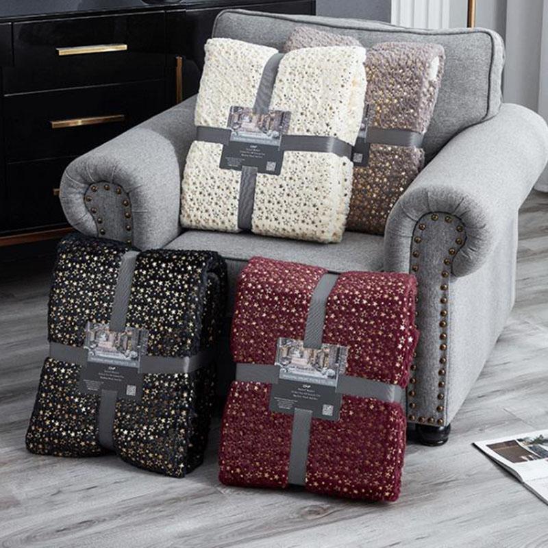Lamb Wool PV Velvet Bronzing Star Double Blanket Warm Soft Sparkling Lunch Break Travel Sofa Throw Bed Cover Blankets