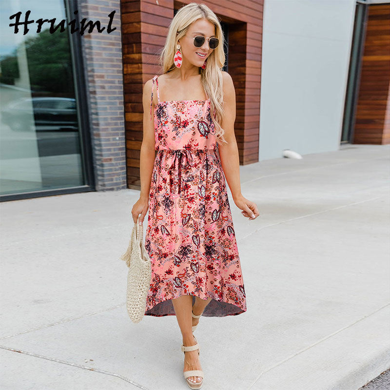Fashion Beach Dress Women Slim Off Shoulder Holidays Sling Dresses Floral Printing Small Fresh Style Vestidos De Verano 210513