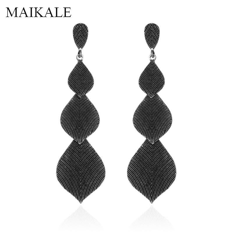 Dangle & Chandelier MAIKALE Vintage Alloy Leaf Long Drop Earrings For Women Black Color Hanging Exaggerated Big Tassels Earring Party Jewelr, Silver
Dangle & Chandelier MAIKALE Vintage Alloy Leaf Long Drop Earrings For Women Black Color Hanging Exaggerated Big Tassels Earring Party Jewelr, Silver