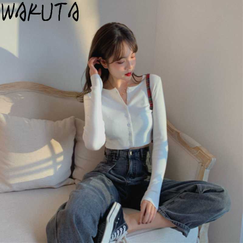 WAKUTA Women Thin Knitted Cardigan Korean O-neck Short Knitwear Fashion Sleeve Sun Protection Crop Top Ropa Mujer 6B082 210914