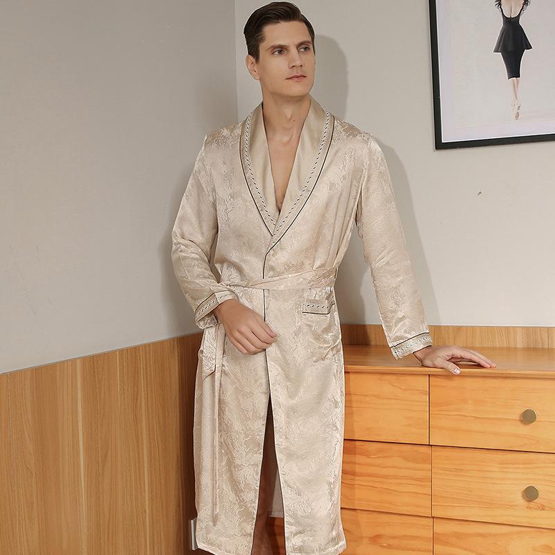 Men's Sleepwear Classic 100% Silk Men Robe With Waist Belt Jacquard Elegant Gentleman Bathrobe Sp0180, Black;brown
Men's Sleepwear Classic 100% Silk Men Robe With Waist Belt Jacquard Elegant Gentleman Bathrobe Sp0180, Black;brown