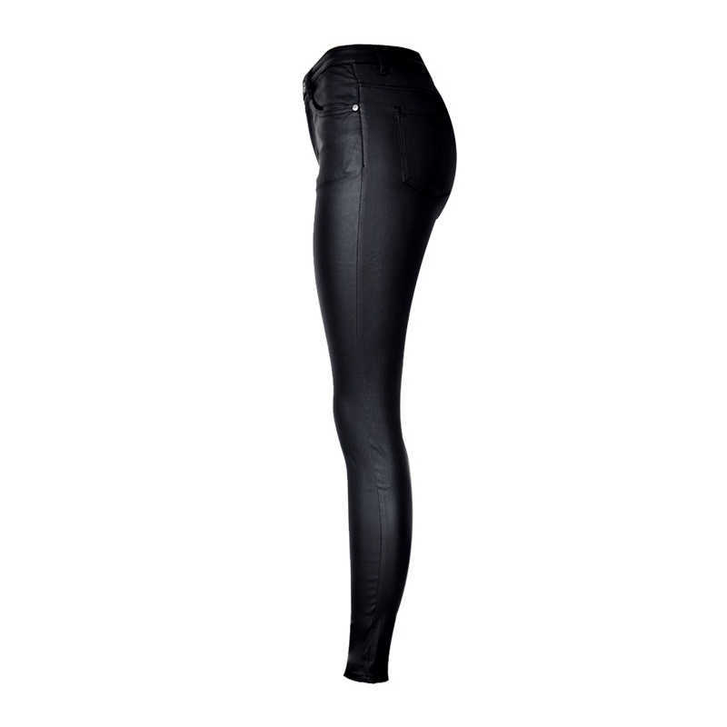 Fashion Women Jeansfitting High Waist slim Skinny woman JeansFaux leather jeansstretch Female jeanspencil pants C1075 210922