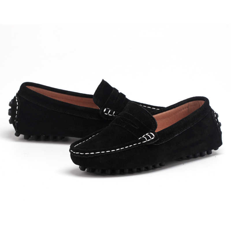 Kids Shoes Genuine Leather Shoes Loafers For Girls Large Size 2019 New Fashion Sneakers Children Peas Shoes Casual Boys Walking Y0809