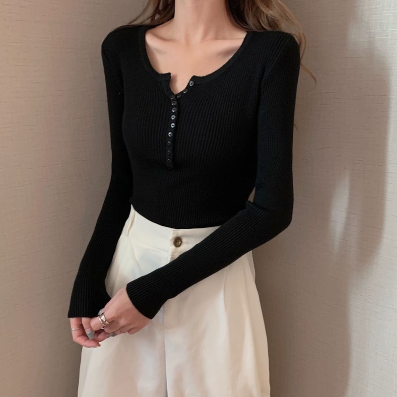 V-neck Women Sweater Autumn Winter Knitted Pullover Long Sleeve Slim Chic Female Jumper Knitwear All-match 11071 210510