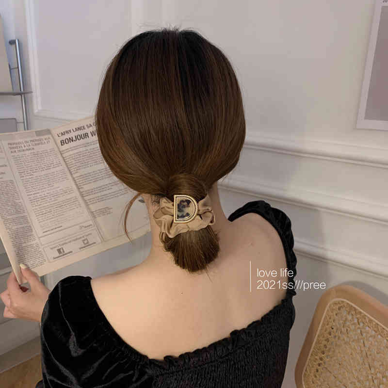 Hair Accessories Jewelry Korean Minimalist High-grade Marble Tied Horsetail Lazy French Intestinal Loop Head Rope Leather Band