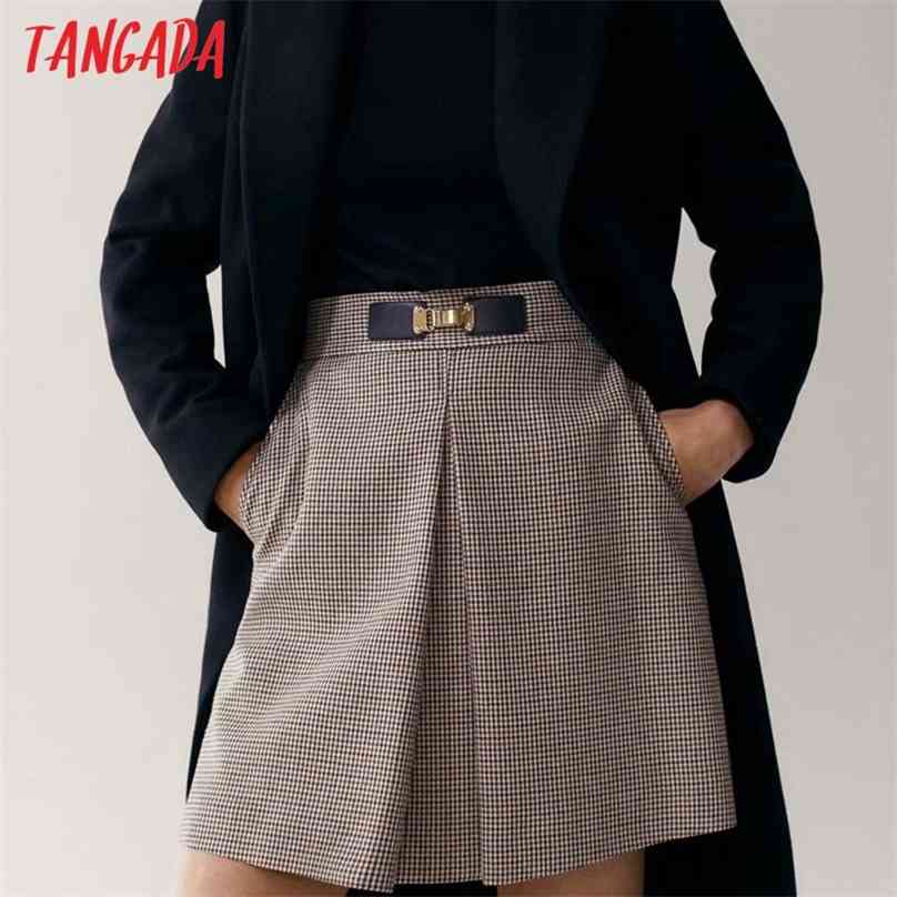Tangada autumn winter women plaid pattern thick skirts belt decorate zipper female mini skirt 4C51 210629, Brown
Tangada autumn winter women plaid pattern thick skirts belt decorate zipper female mini skirt 4C51 210629, Brown