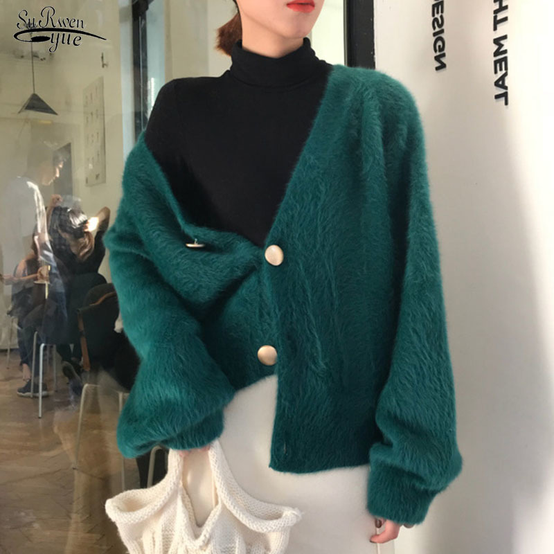 Winter V-neck Knitted Jumper Cardigan Sweaters Elegant Lantern Sleeve Imitation Mink Jacket Lazy Loose Sweater Women 11635 210521, Black
Winter V-neck Knitted Jumper Cardigan Sweaters Elegant Lantern Sleeve Imitation Mink Jacket Lazy Loose Sweater Women 11635 210521, Black