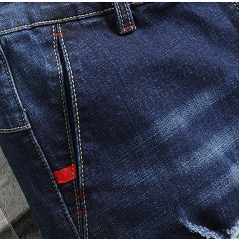 Ripped Holes Denim Cotton Men Shorts Pants Summer Hip Hop Slim Black Knee-Length Jeans Soft Blue Male Casual Trousers Men's