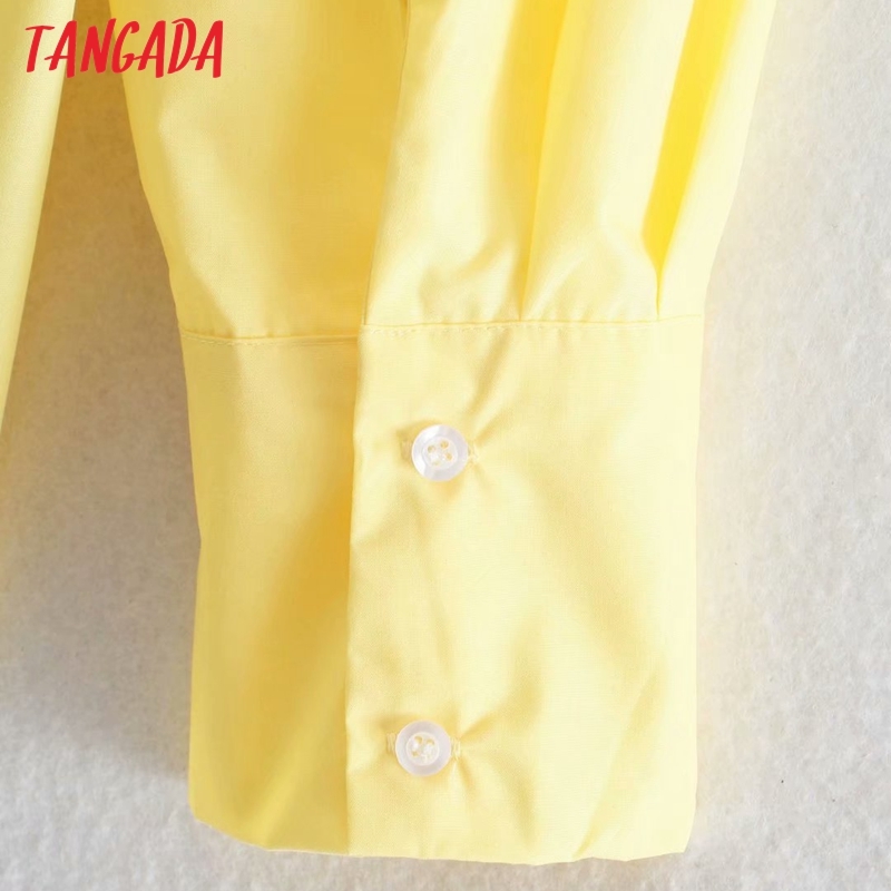 Women Fashion Yellow Casual Loose Shirts Lady Long Sleeve High Street Blouse Chic Female Blusas Tops XN321 210416