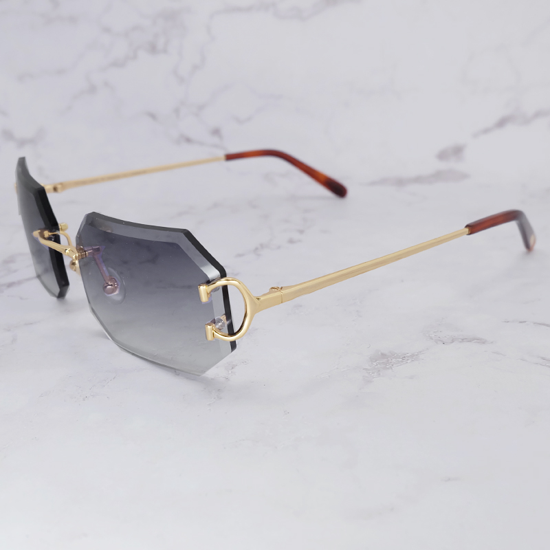 Luxury Designer Sunglasses Rimless Diamond Cut Edge Polygon Sun Glasses Driving Shades Eyewear For Mens Accessories
Luxury Designer Sunglasses Rimless Diamond Cut Edge Polygon Sun Glasses Driving Shades Eyewear For Mens Accessories
