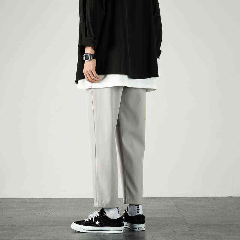 Single Road Mens Joggers Men Summer Solid Plain Pants Straight Japanese Streetwear Trousers Casual Black Suit Pants For Men 211112