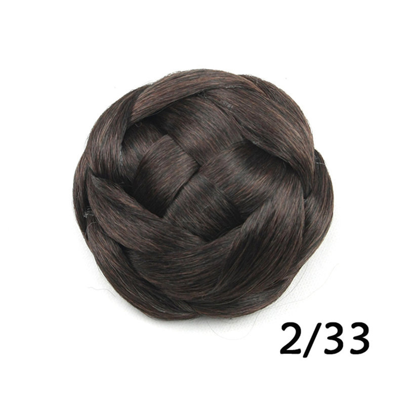 Synthetic Bun Braided Chignons Simulating Human Hair Extension Updo For Daily Working Party and Bride039s HairstyleG6602052