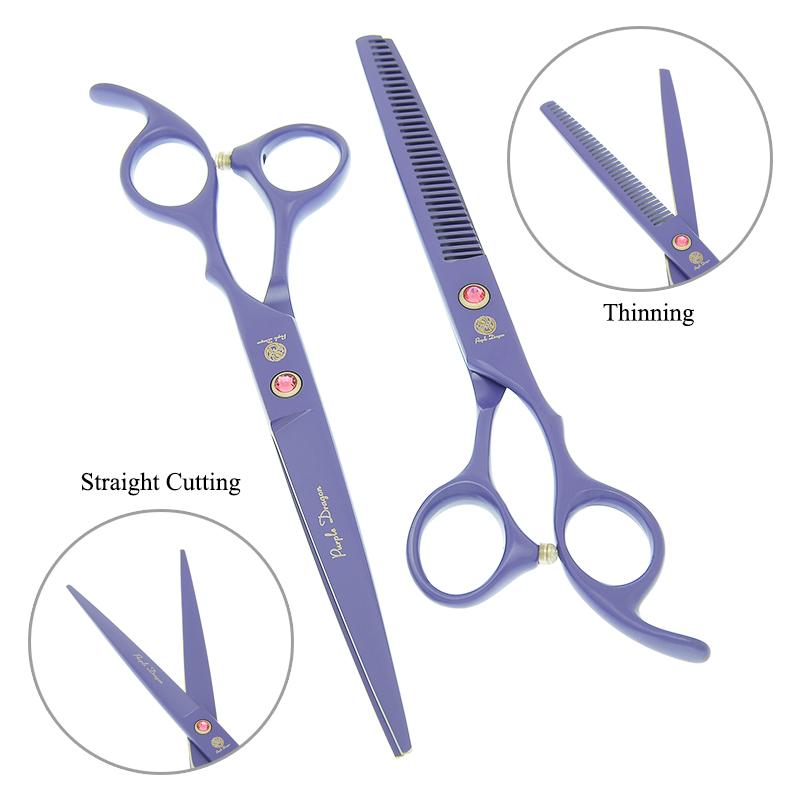 Hair Scissors Purple Dragon 7.0" Professional Pets Grooming Japan Steel Dogs Cutting Thinning Shears Curved Hairdressing Tools B0038B