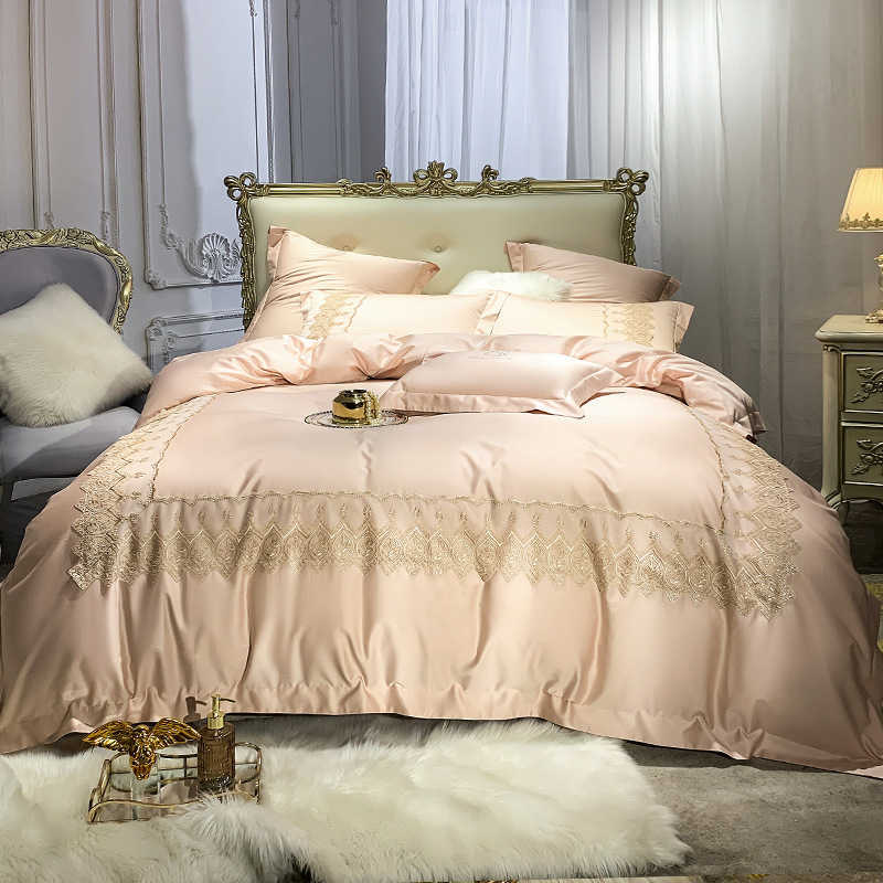 European style home textile lace 100 thread count cotton four piece set style bedding, White
European style home textile lace 100 thread count cotton four piece set style bedding, White