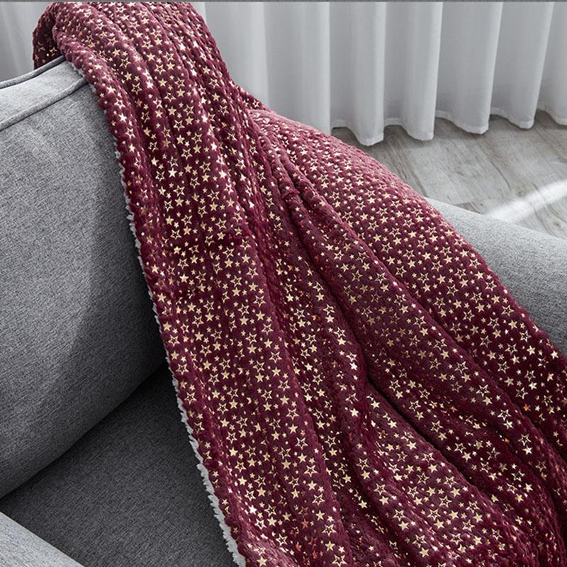 Lamb Wool PV Velvet Bronzing Star Double Blanket Warm Soft Sparkling Lunch Break Travel Sofa Throw Bed Cover Blankets