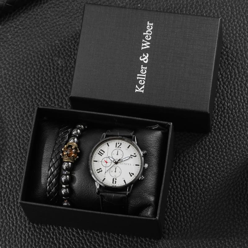 Wristwatches Black Premium Watch Set For Men Quartz Bead Braided Bracelets Gifts Husband Fashion Classic Dial, Watch bracelet set 5
Wristwatches Black Premium Watch Set For Men Quartz Bead Braided Bracelets Gifts Husband Fashion Classic Dial, Watch bracelet set 5