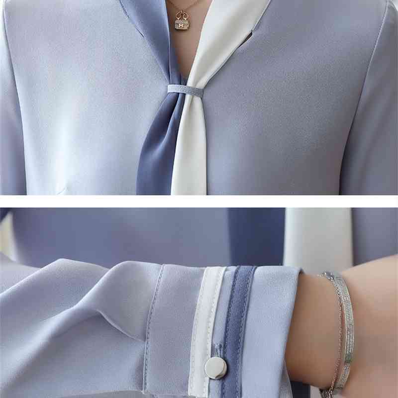 Solid Vintage Long Sleeve Chiffon Tops Loose Office Lady Women Blusas Mujer De Moda Elegant Autumn Clothing 7188 50 210506