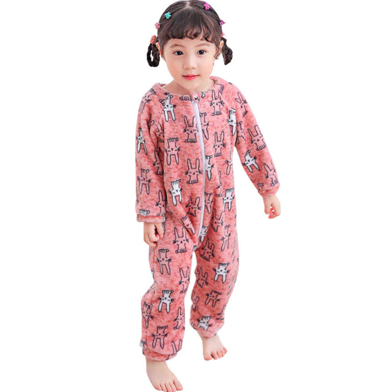 Autumn Summer Flannel Sleeping Bag Cute Children's Winter Suit Soft Pajamas For Infant Anti-Kick Baby Girl Romper 211130