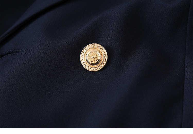 spring and autumn ladies office suit Elegant High Quality Double Breasted Blazer Jacket feminine small blue 210930