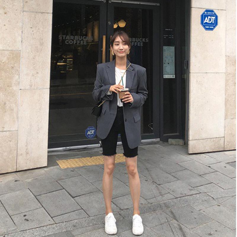 Knee Length Denim Shorts Women Push Up Elastic High Waist Biker Jean Summer 2021 White Streetwear Women's